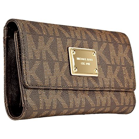 michael kors jet set checkbook wallet in brown|Michael Kors large trifold wallet.